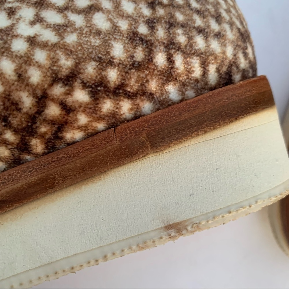 Free People Bohemian Western Snake Eyes Brown and White Loafer Slip Ons - Picture 12 of 12